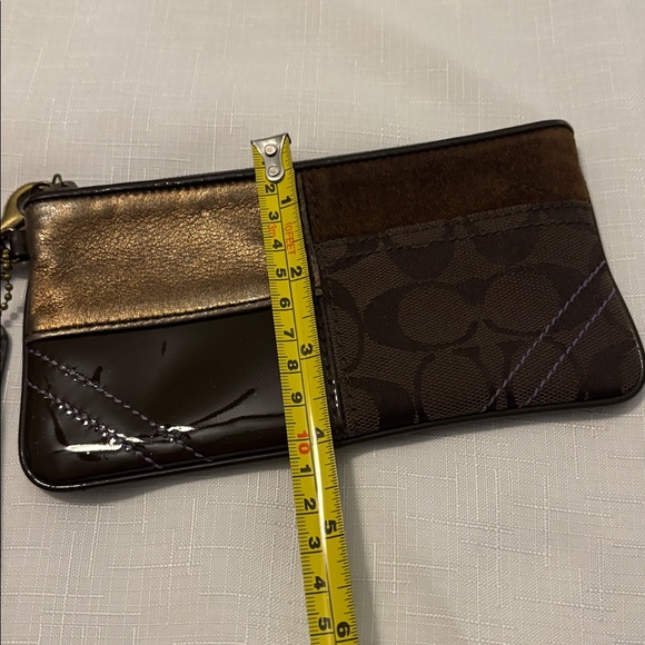 VTG Coach Brown Patchwork crossbody & wristlet Suede leather canvas boho Y2K - Picture 14 of 16